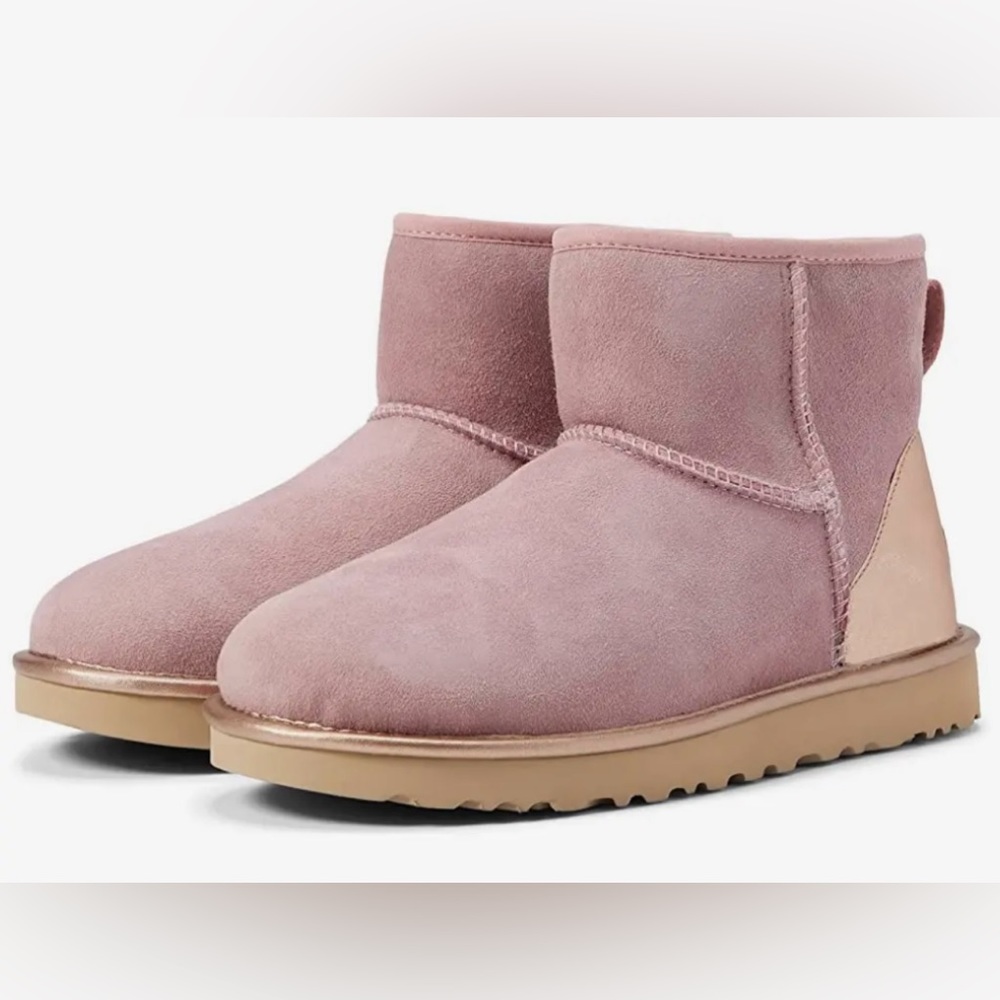 UGG Mini Shine Genuine Shearling Ankle Boots Shell Pink